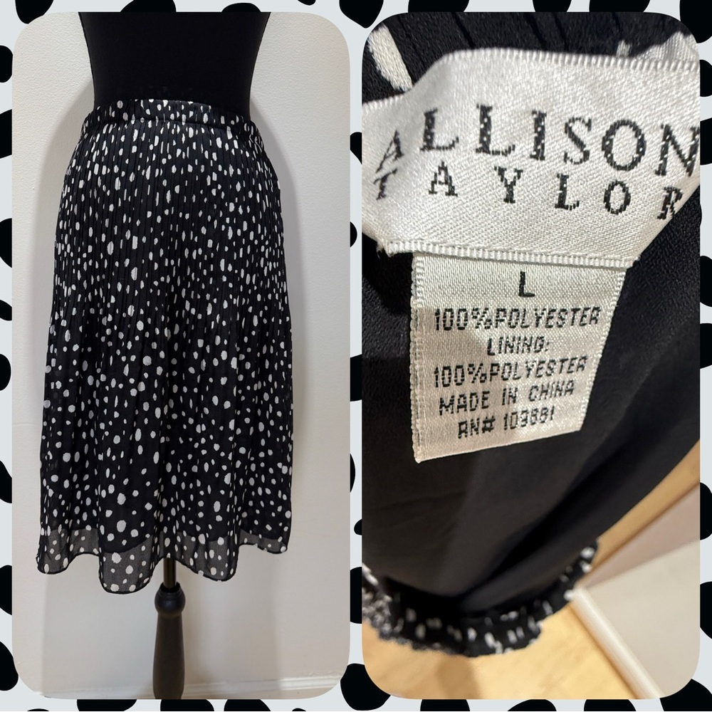 Allison Taylor Black and White Dotted Midi Skirt-Sz Large